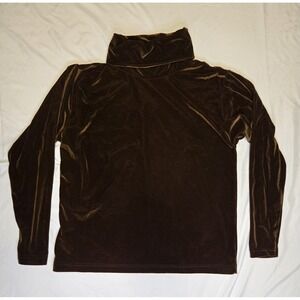 Worthington Petite Large Chocolate Brown Velvet Turtleneck Womens Shirt Soft VTG
